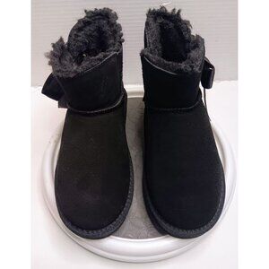 Womens PAWZ Black Faux Fur Lined Ankle Boots With Bow Size 7